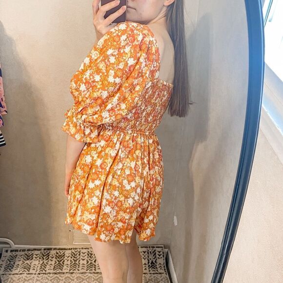 Free People Show Me Love Romper in Orange S - Picture 3 of 10